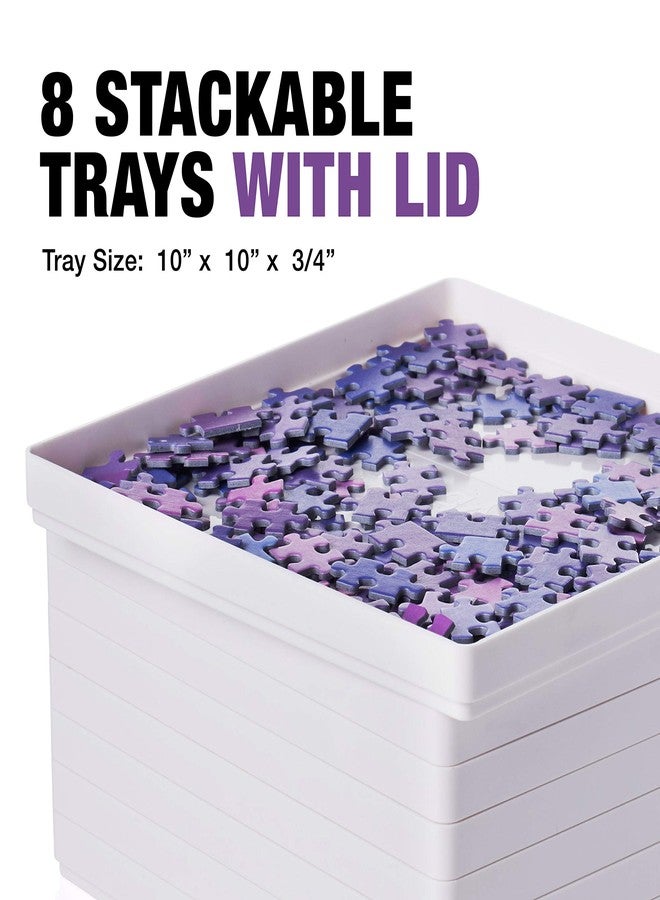 TIDYBOSS صواني فرز قطع الأحجية من تايدي بوس، 8 قطع مع غطاء، 10 بوصات × 10 بوصات - ملحقات أحجية محمولة، خلفية بيضاء تبرز القطع، فرز الأنماط والأشكال والألوان | للأحجيات حتى 1500-2000 قطعة - Image 4